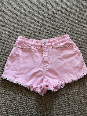 Vintage Pink Embroidered Shorts